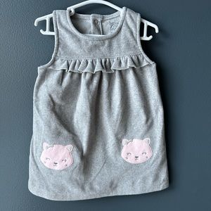 🩶 EUC Carter’s Dress gray with Pink cats girls 12 months